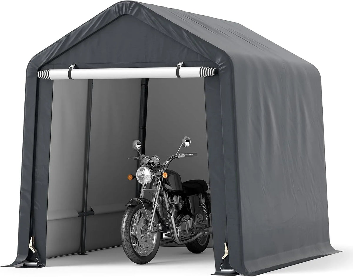 Goplus vélo, cadre en métal et 4 piquets, tente de rangement pour vélos, avec porte zippée enroulable, motos, dimensions 240 x 195 x 214 cm