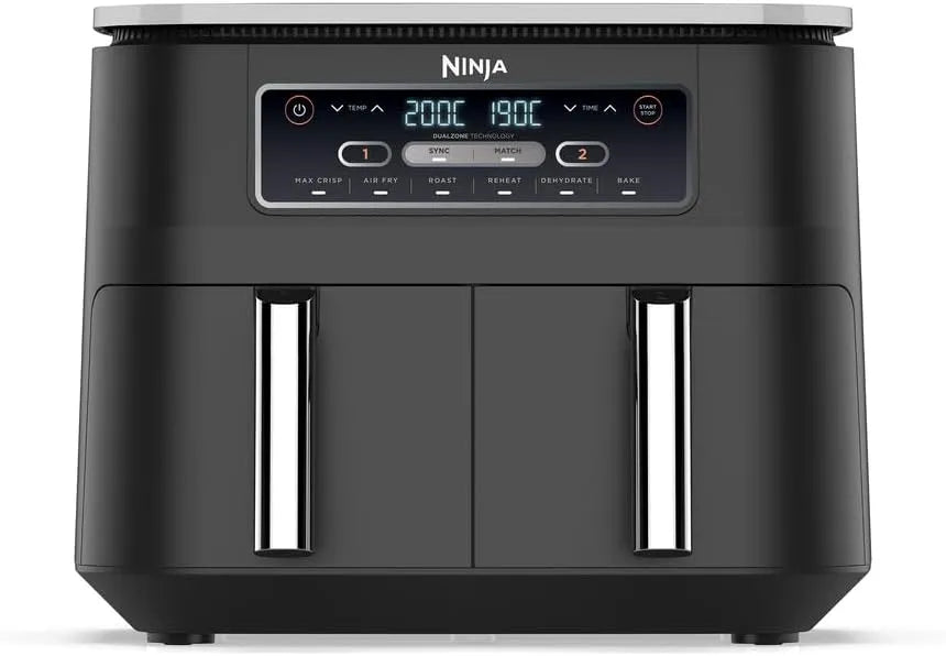 Ninja lave-vaisselle AF300EU, 2 Tiroirs, capacité 7,6L, 6-en-1, Sans huile, Foodi Dual Zone Airfryer Digital, Max Crips, Air Fry, Rôtir, Cuire