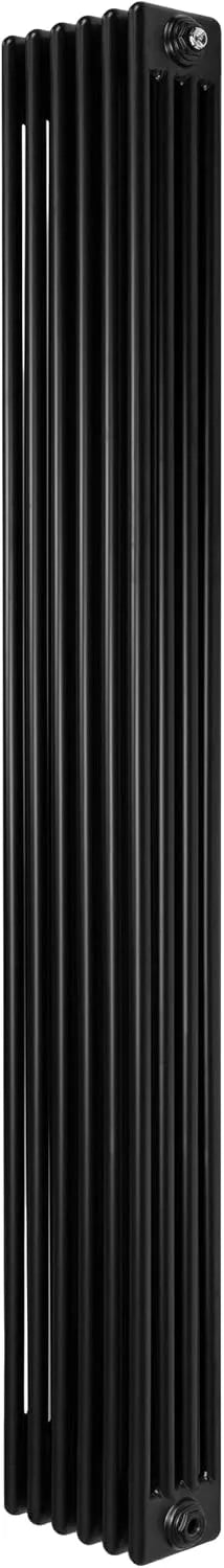 Radiateur 1800, Traditionnel à 4 Colonnes x 290 mm en Acier Carbone finition noire Chauffage Central Verticale Monté Sur Mur