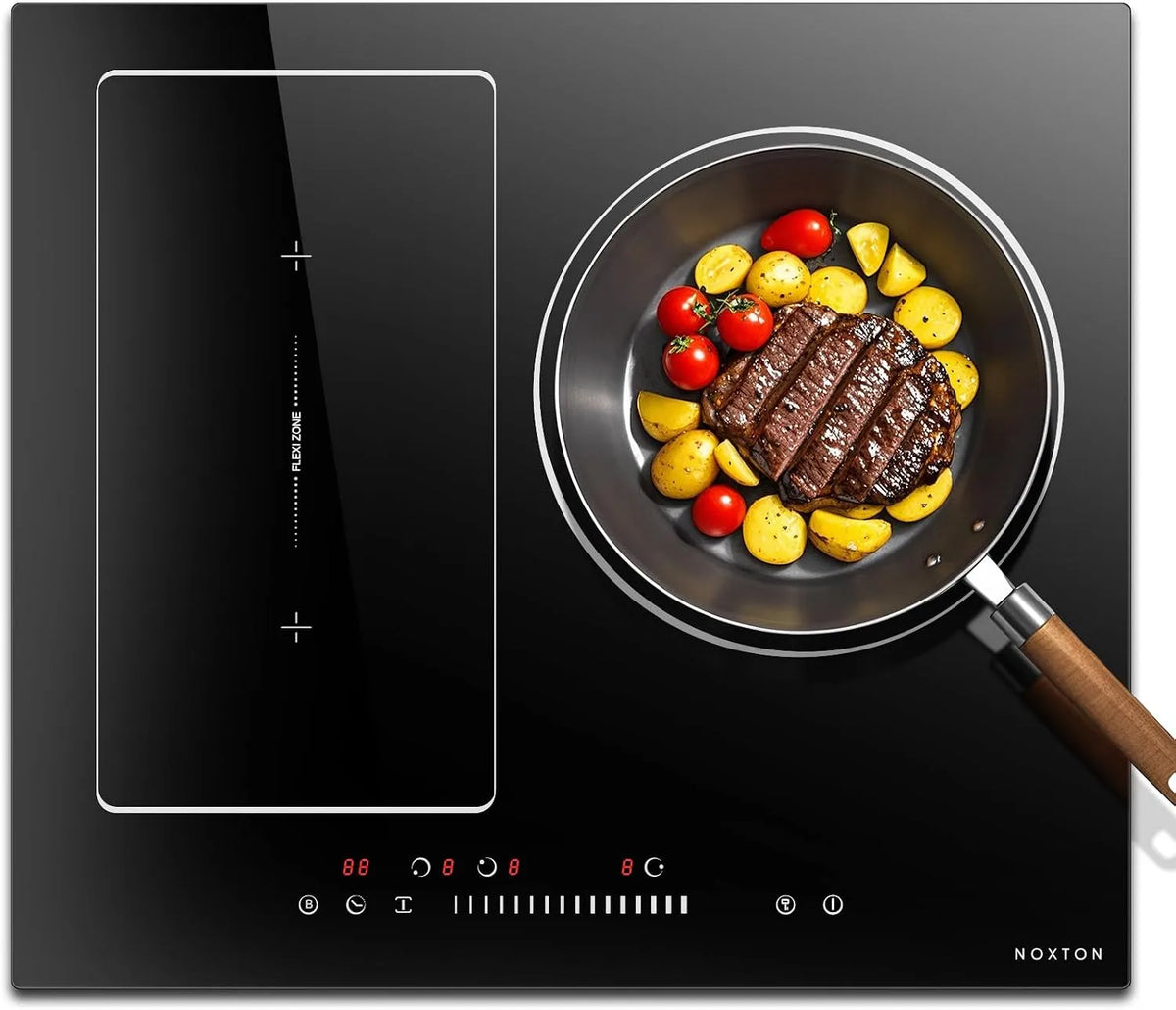NOXTON plaque de cuisson 220V-240V, Table de Cuisson Induction 60 cm avec Curseur, Induction 3 Feux avec Flexizone, Eletrique 3 Foyers Encastrable
