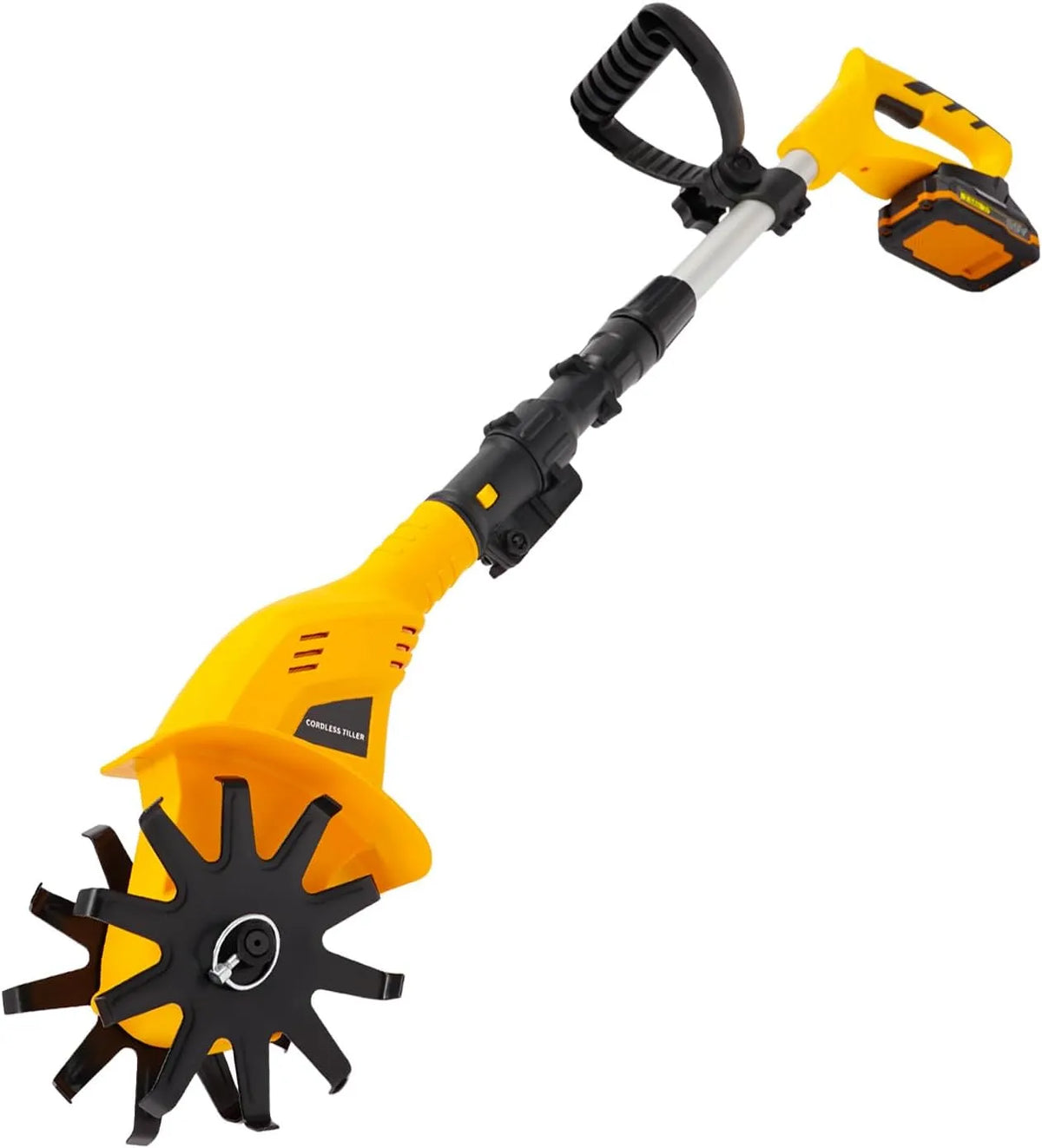 Motobineuse 250r/min 97-117cm, Électrique sans Fil 250r, min Rotavator électrique de Jardin, Longueur Réglable, pour Labourer, Renverser, Creuser des