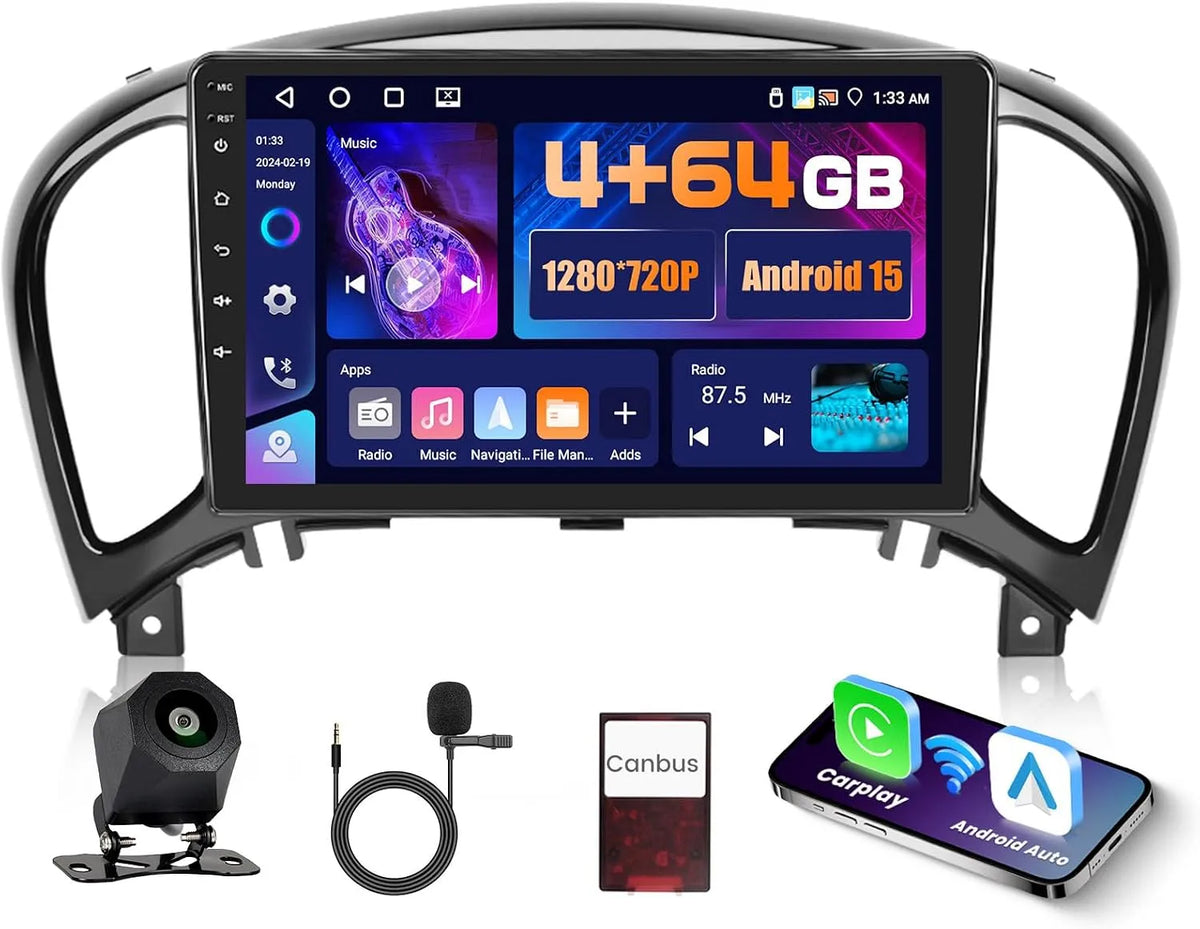 2010-2019 4+64G J15 2010-2019/YF15, YF15 Infiniti ESQ 2011-2017, 9 Pouces IPS écran Tactile pour Voiture Android Auto GPS BT5.0 FM