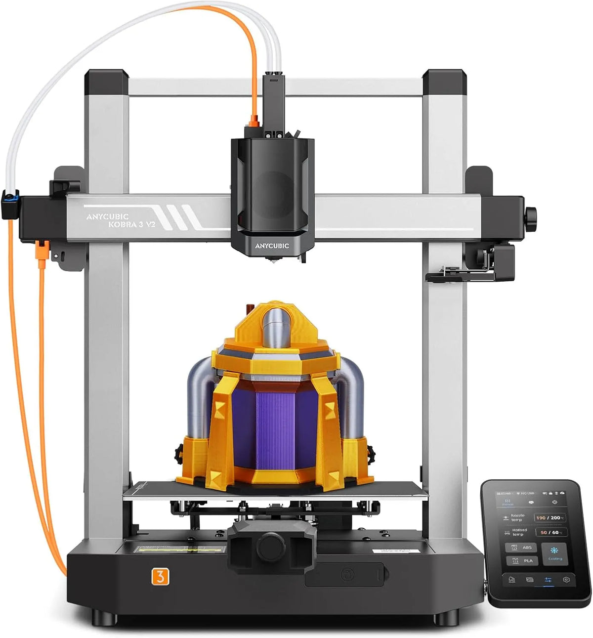 Imprimante, Anycubic Kobra 3 V2, 3D, 600 mm, Taille d'impression 255 * 255 * 260mm, Extensible à l'impression Multicolore, s Haute Vitesse