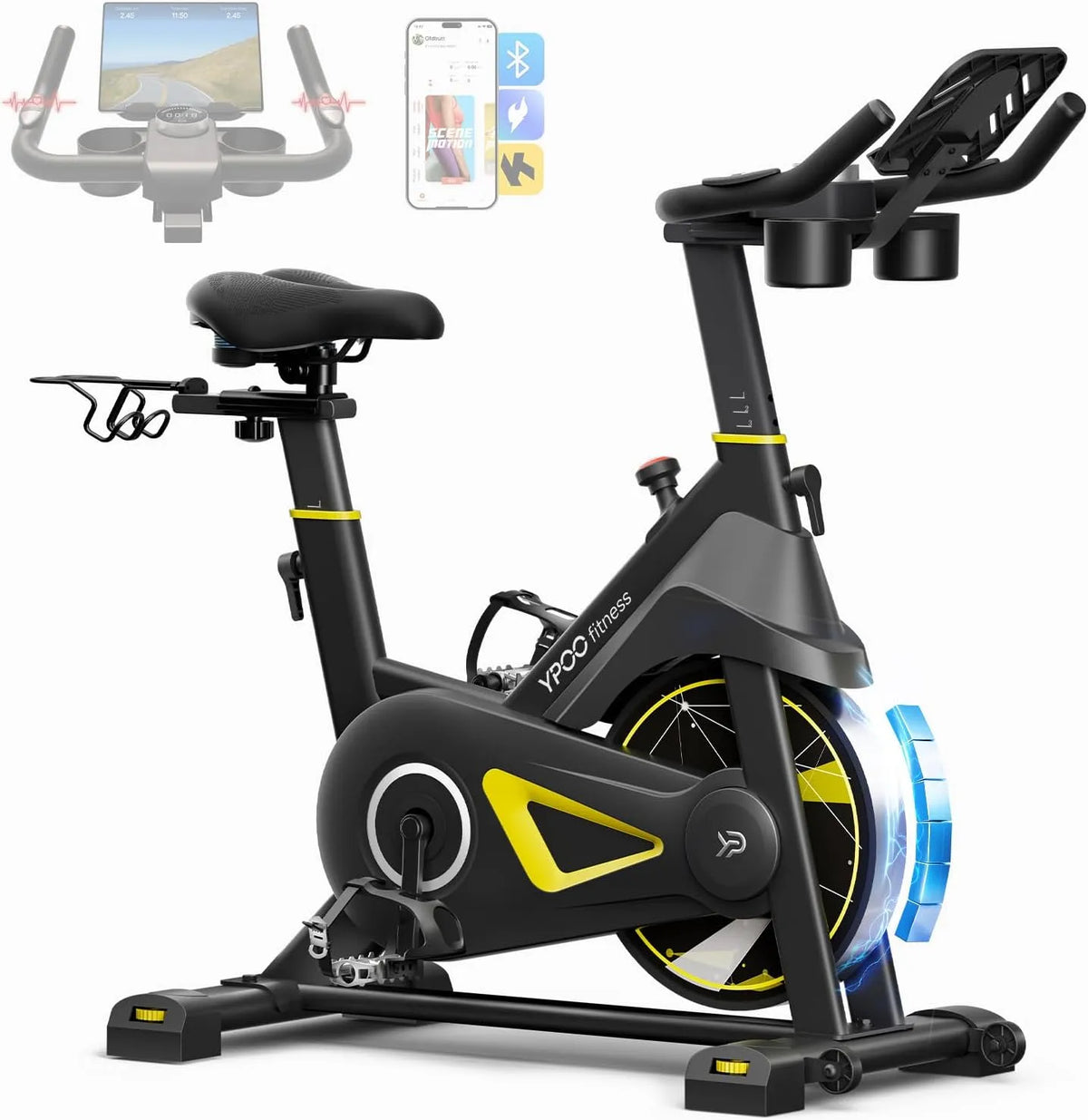Vélo YPOO, Silencieux de Fitness avec Écran LED, Capacité Max 160KG, d'Appartement avec Résistance Magnétique Renforcée, App Exclusive