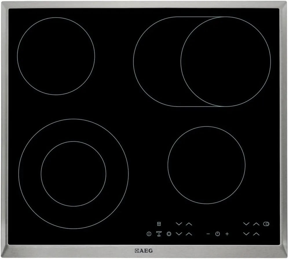 AEG modèle HK634060XB, Céramique 4 zone, finition noire Intégré, placement