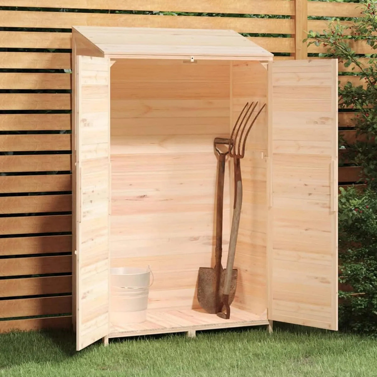 Abri de jardin, extérieur en bois massif sapin de rangement moyenne hauteur naturelle 102 x 52 x 174,5 cm