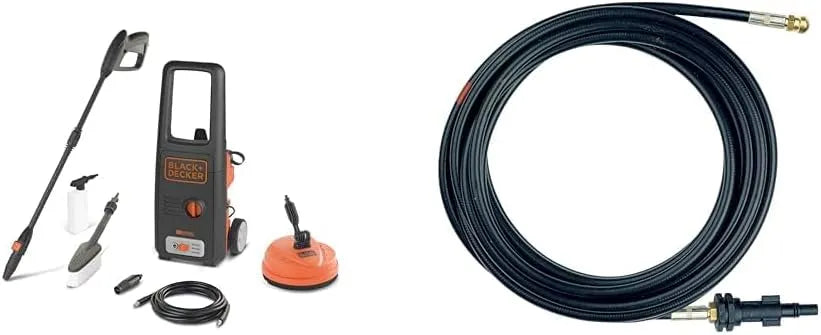Black+Decker nettoyeur haute pression BXPW1500PE, 120 bar, 10 m, & Déboucheur de Canalisations pour, puissance 1500 W, 390 l/h