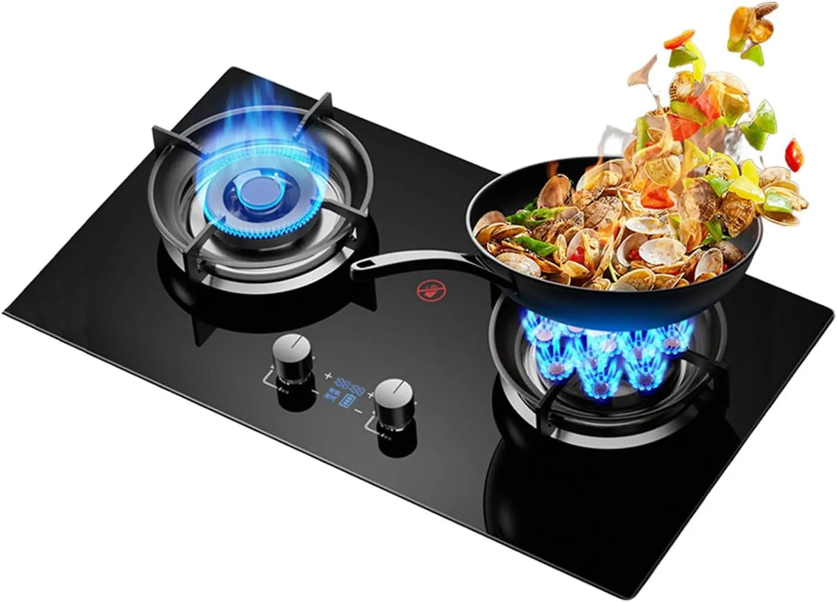 Cuisinière à gaz, Table De Cuisson 5,2 KW, 2 Brûleurs, Double Usage GPL, NG, Avec Protection Contre Les Flammes Et Minuterie, Installation De Bureau