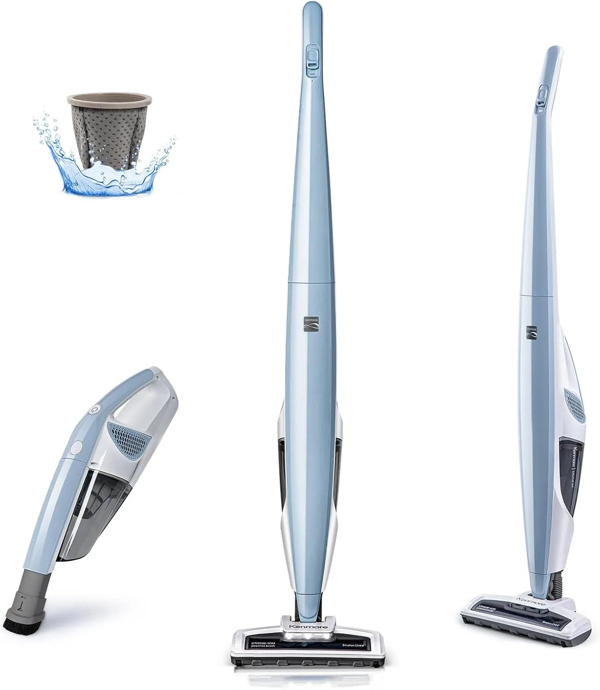 Aspirateur balai DS1020 Kenmore, capacité 0,6L, finition grise, sans Fil léger 2 en 1