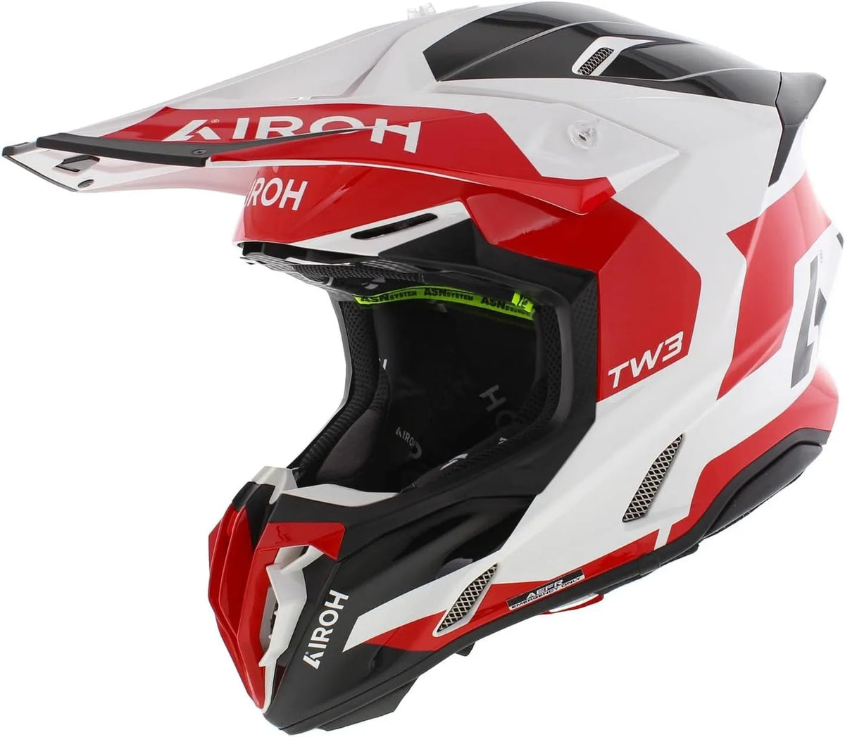 Casque moto, Airoh Twist 3.0 Cross Fantaisie Brillant finition noire finition blanche Rouge
