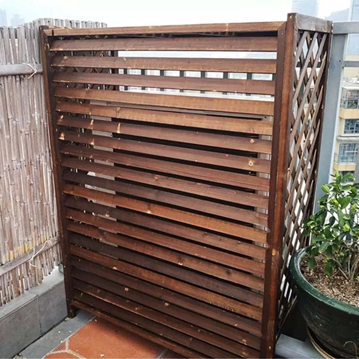 Climatiseur Cache, extérieur en Bois avec paravent, Support décoratif pour Plantes, étagère à Fleurs anticorrosion