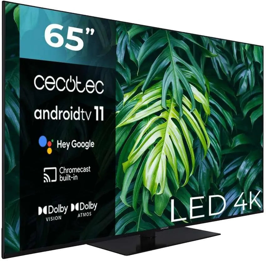 Cecotec Smart TV ALU20065ZS HDR10, Android 11, Frameless, Modèle 2023, MEMC, Dolby Atmos, TV LED 65' A2 Series. 4K UHD, 2 Haut-parleurs 10W