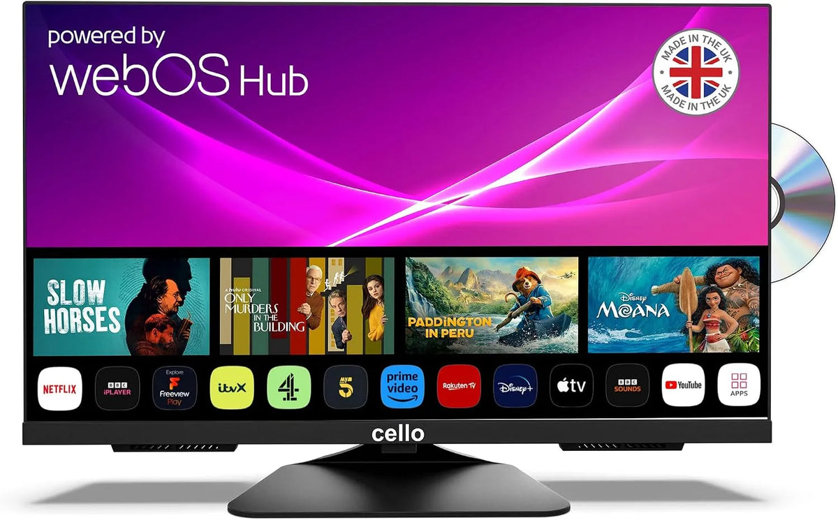 LG téléviseur C2425WSF, Haut-parleurs Pitch Perfect, Prime Video, WebOS Cuisine, Cello Intelligent 24 Pouces 230 V Full HD DVD, Netflix