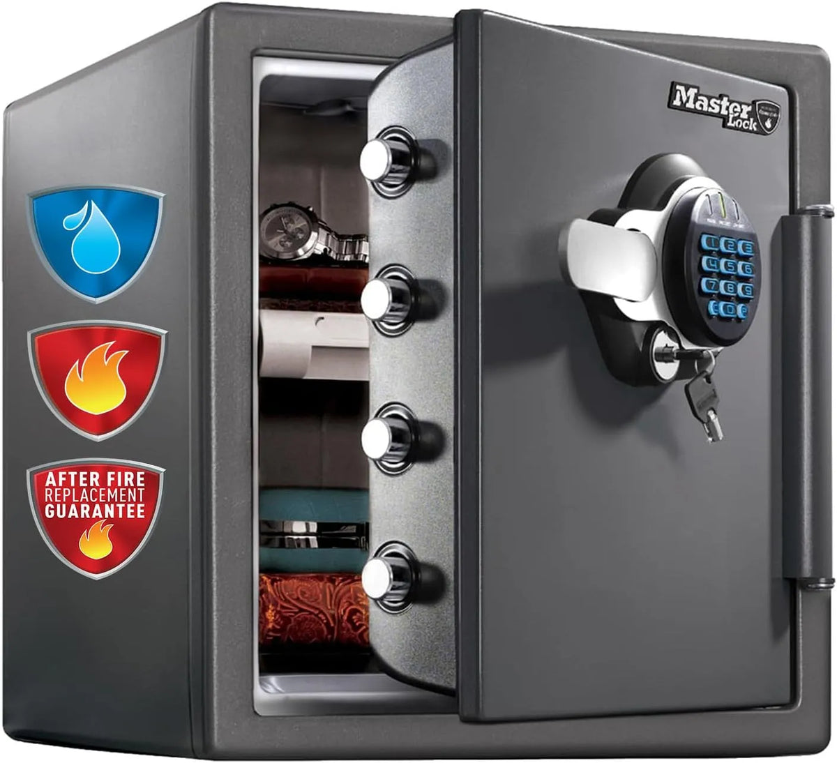 Coffre-fort Master Lock, capacité 33.6L, triple protection, incendie et inondation, dimensions 45.3 x 41.5 x 49.1 cm, vol