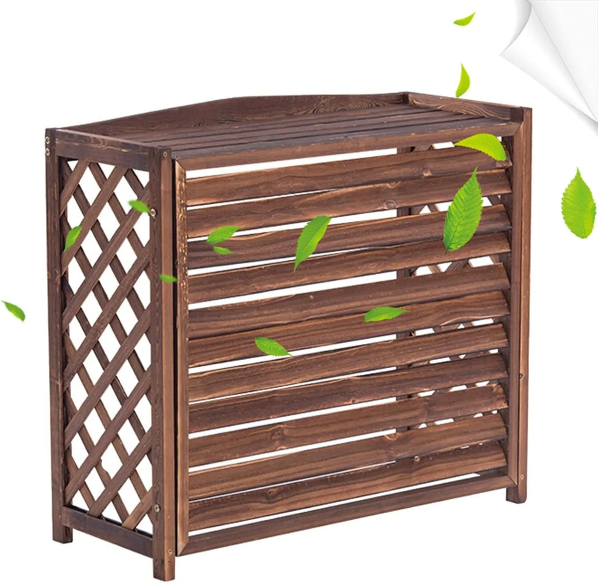 Climatiseur Cache, Dimensions: 110 x 50 x 85 cm, extérieur en Bois Massif avec Stores, 43,3 x 19,7 x 33,5 po, Support à Fleurs Polyvalent en Bois