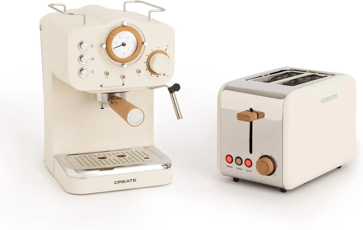Cafetière, CREATE, crème, compartiment ramasse-miettes, 6 niveaux de puissance, bac d'égouttement réglable, thermostat