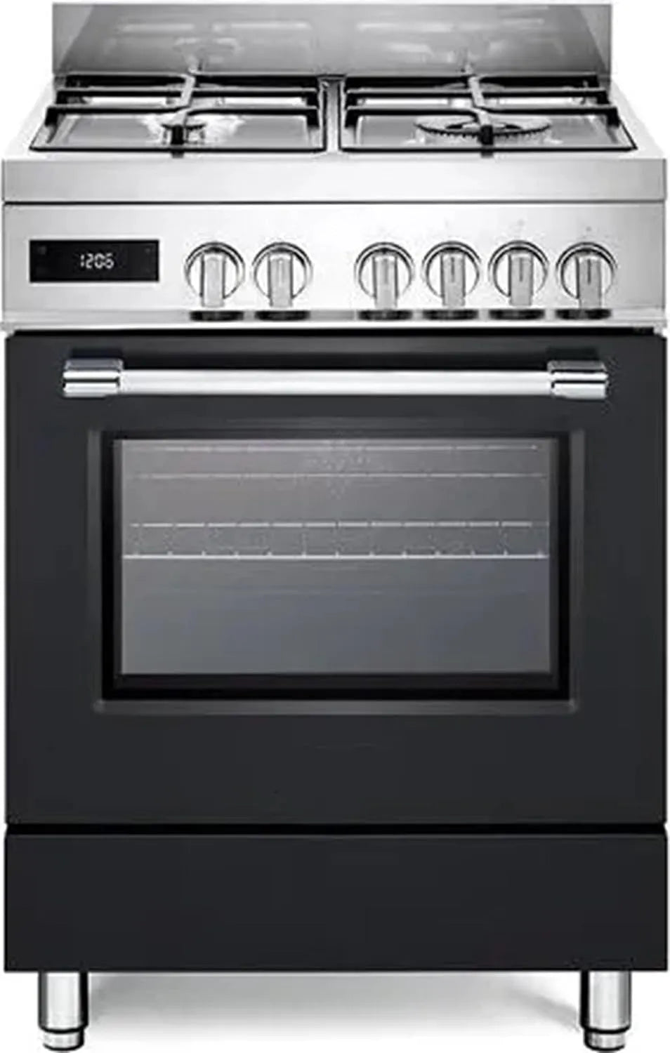 Cuisinière à gaz PRO66MALPZ, avec four électrique 60 x 60 cm Inox et finition noire Classe énergétique A
