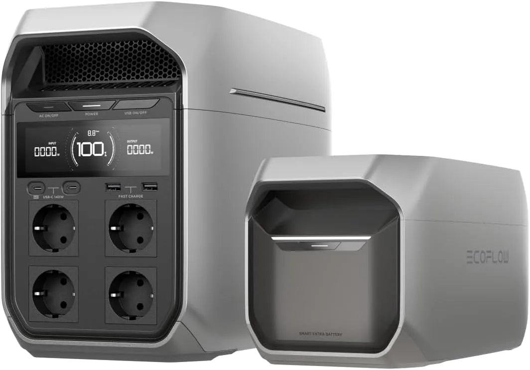 Station électrique portable, alimentation de secours extensible de camping, portable EF EcoFlow DELTA 3 Plus avec batterie supplémentaire