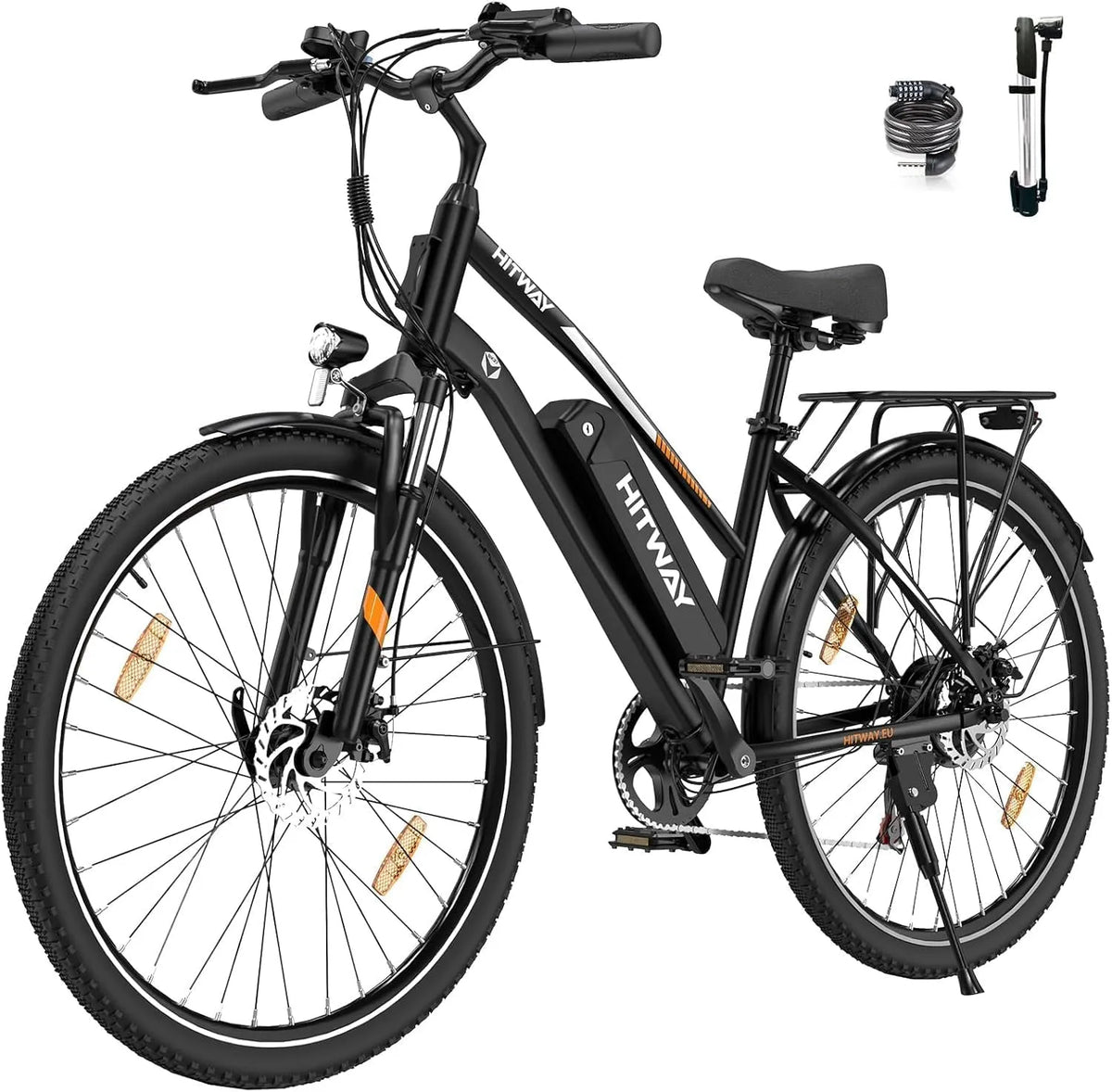 Vélo électrique HITWAY, pour Adultes 27,5', E-Bike pour Hommes et Femmes avec Batterie 36 V 13 Ah, Central de 250 W, 7 niveaux de vitesse, 28'
