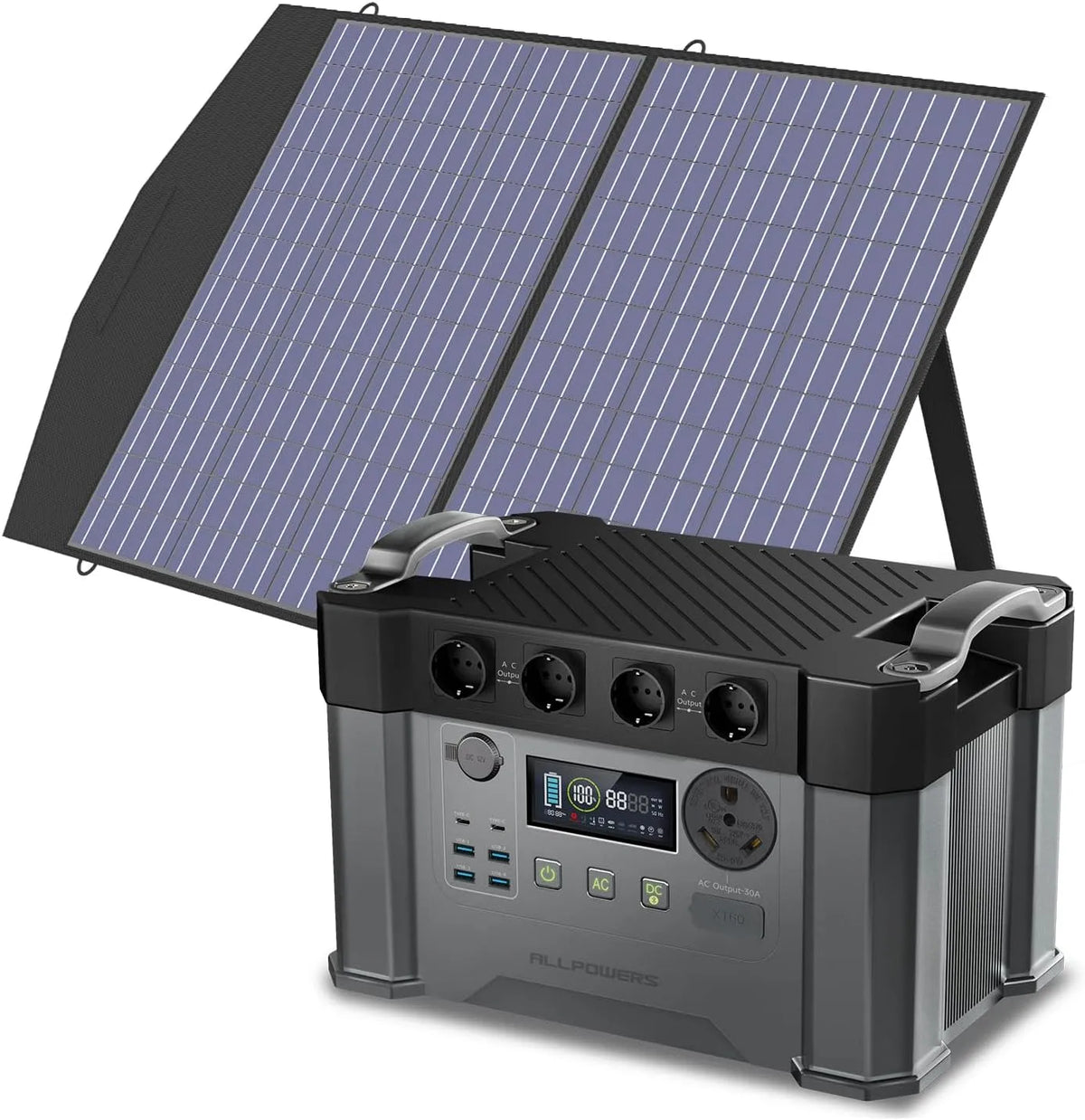 Station électrique portable S2000Pro ALLPOWERS, portable 1451Wh avec panneaux solaires pliables de 100W, générateur solaire avec contrôleur MPPT