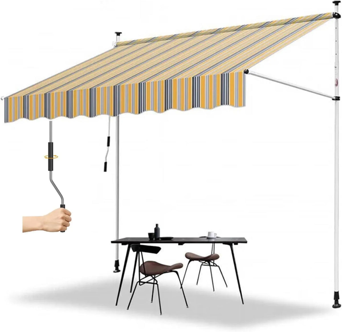 Modèle Rétractable avec Manivelle W300cm 118.11in Store Balcon, Protection UV pour Balcon Fenêtre Terrasse，pour Jardin, Size, Patio