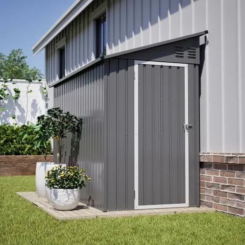 Abri de jardin, 2 aérations, Toit incliné en acier galvanisé, Pour outils, terrasse, en métal de 10,2 x 20,3 m, tondeuses à gazon et vélos