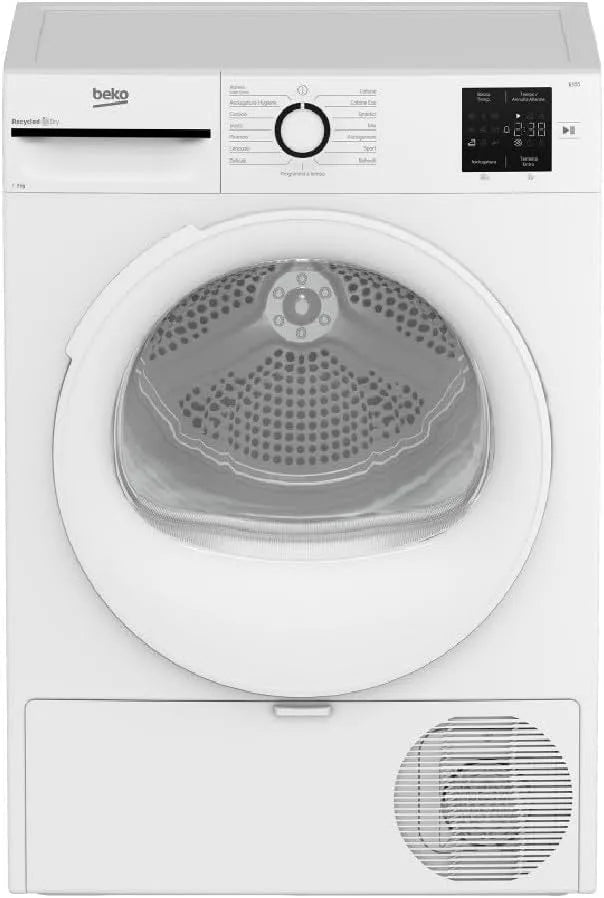 Beko sèche-linge BMT93EW, poids 9kg, moteur asynchrone, classe énergétique D, ligne Esthétique NX, affichage numérique, hublots finition blanche