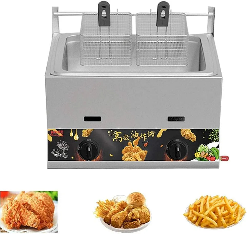 11L Friteuse Professionnelle, capacité 11L, capacité 23L À Gaz, pour Les Restaurants Et Les Particul,23L, en Acier Inoxydable
