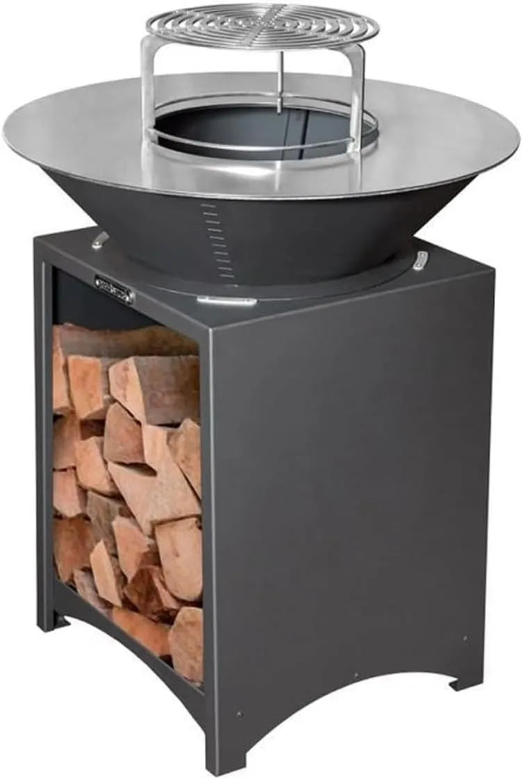 Plaque de cuisson Brasero Haut avec, et Grille Amovible en Acier Barbecue plancha extérieur Ø 75 cm