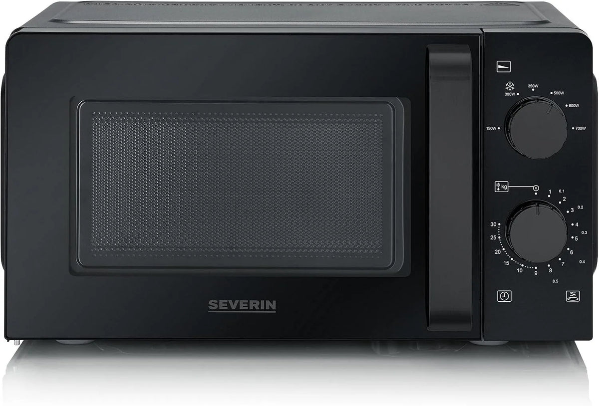 Severin four à micro-ondes MW 9180, capacité 19 L, Micro-onde avec 6 niveaux de puissance, chauffer et réchauffer, finition noire, Ø 24,5 cm