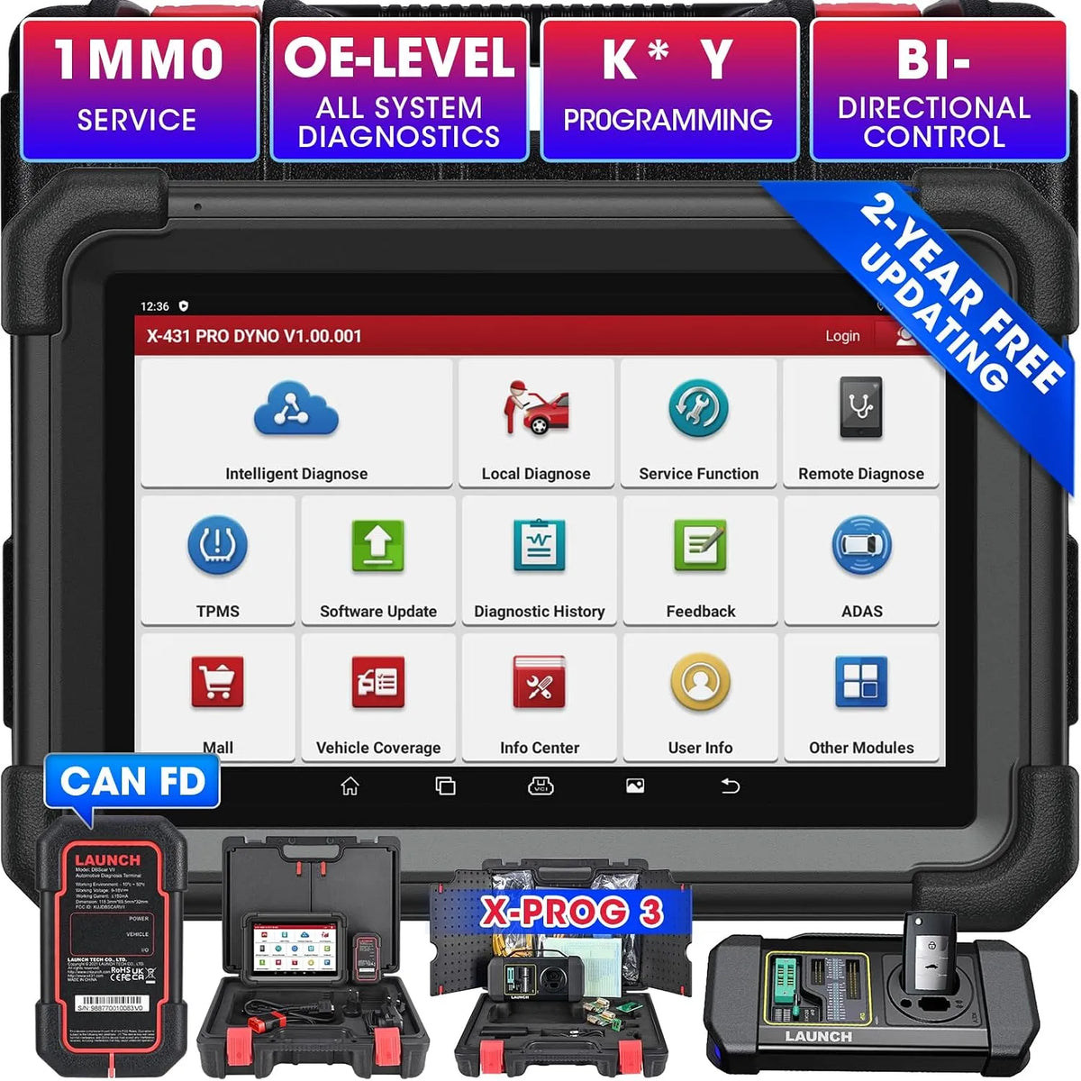IMMO Elite Outil de Programmation de clés modèle X431 X-PROG3 LAUNCH, 39+ Services, Test Actif, Scanner de Tous Les systèmes