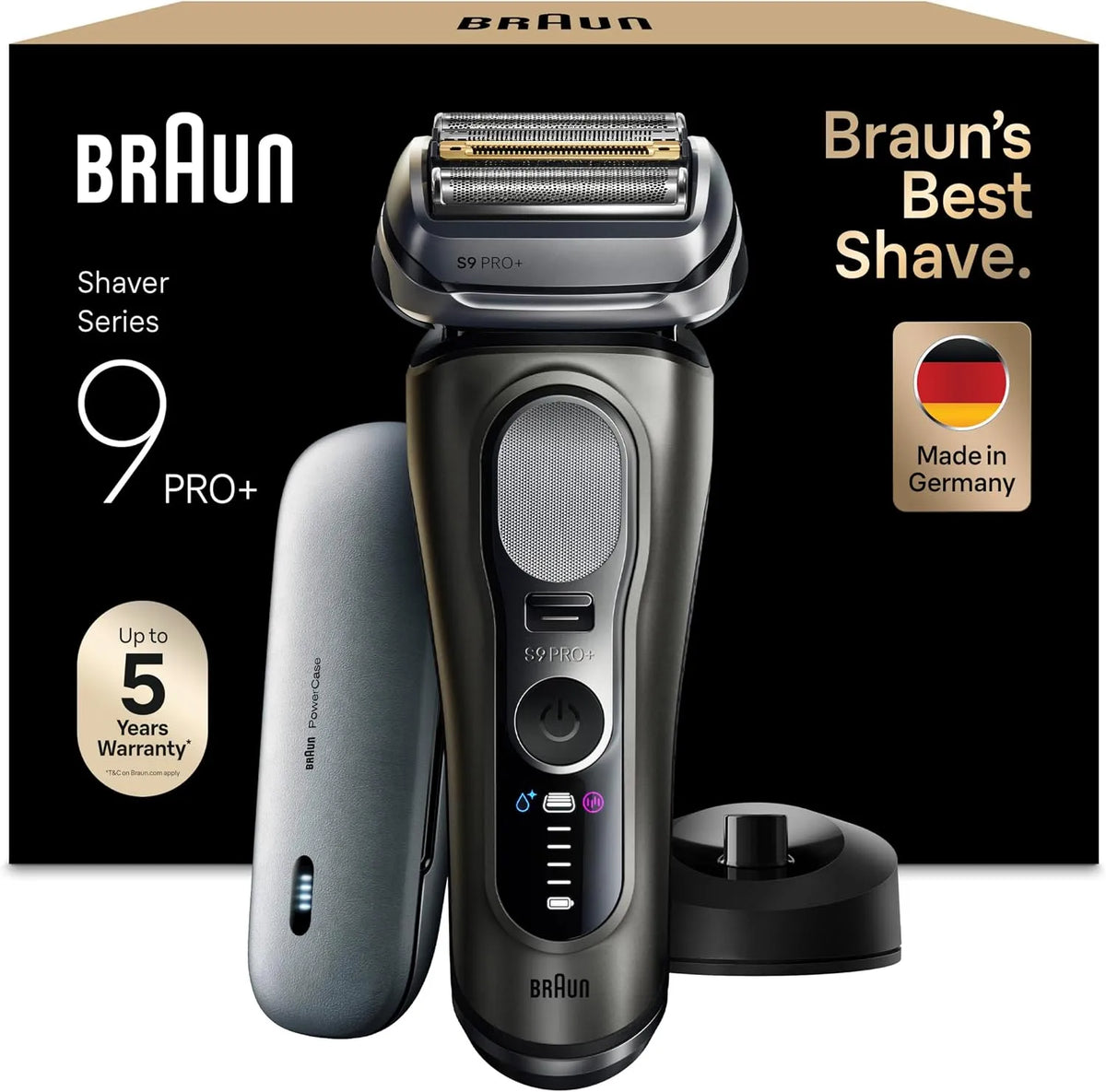 Braun tondeuse 9625S, Rasoir Electrique Homme Series 9+ PRO Graphite, Lames De Précision Ultra-Fines Et Pro Trimmer Pour Bien Raser La Barbe, Etanche