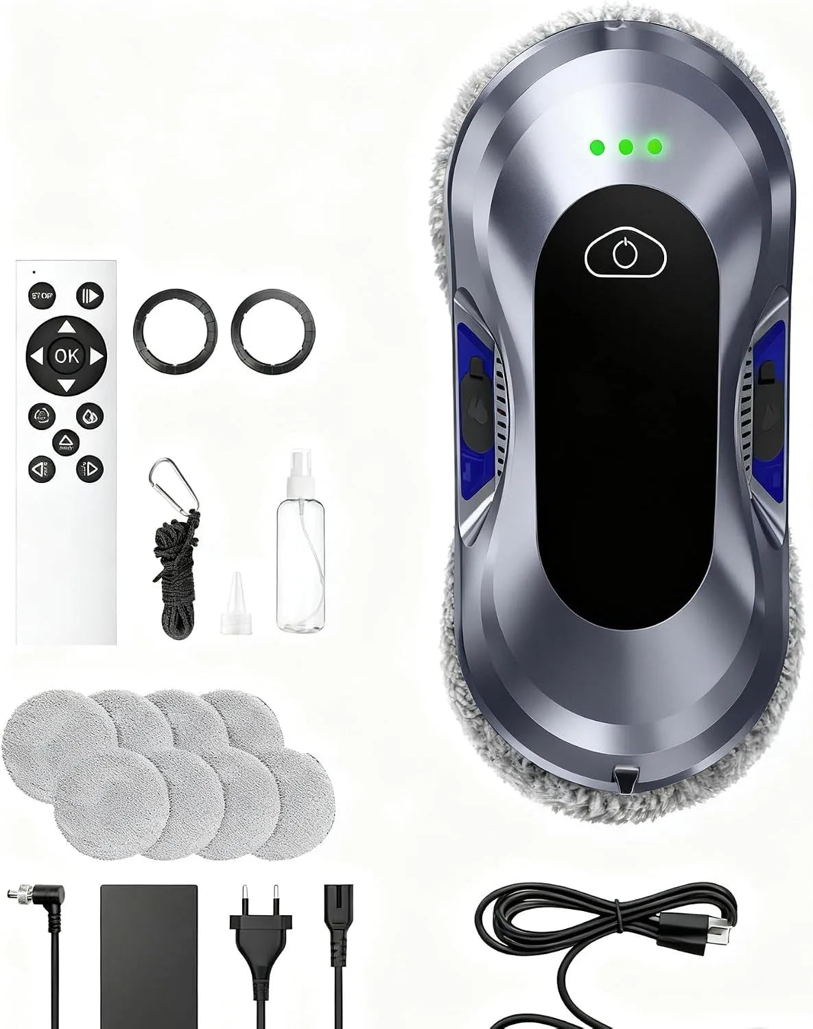 Vitres 6000 Robot Lave, Puissance D'aspiration De Pa 2025 Amélioré –3 Modes De Nettoyage pour Un Entretien Efficace des Vitres, avec Double Buse