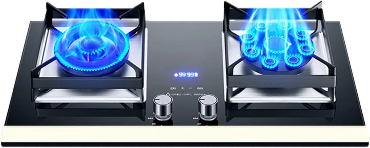 Cuisinière à gaz, Portable 2 Brûleurs 5,2 KW, Minuterie De 180 Minutes, indépendante Des Deux Côtés, For La Maison, La Cuisine, Le Camping