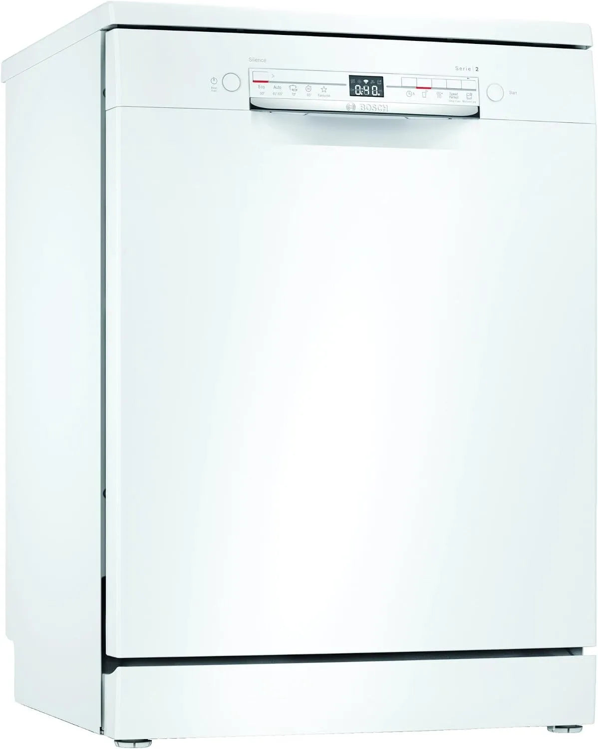 Bosch lave-vaisselle SMS2ITW33E, largeur 60 cm, 100 cycles, classe énergétique E, séchage extra, Home Connect, Série 2 autoportant, 92 kWh, Silence