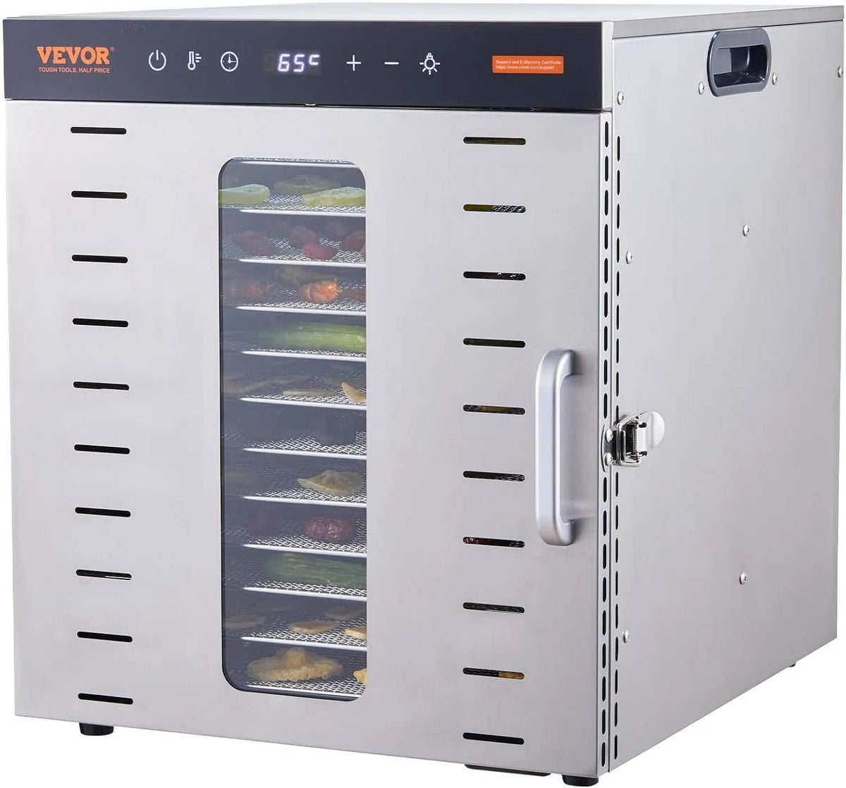 Vevor déshydrateur alimentaire, Séchage Aliment Viande Poisson, Électrique 10 Plateaux Inox 1 kW Déshydrateur de Fruits et Légumes Température