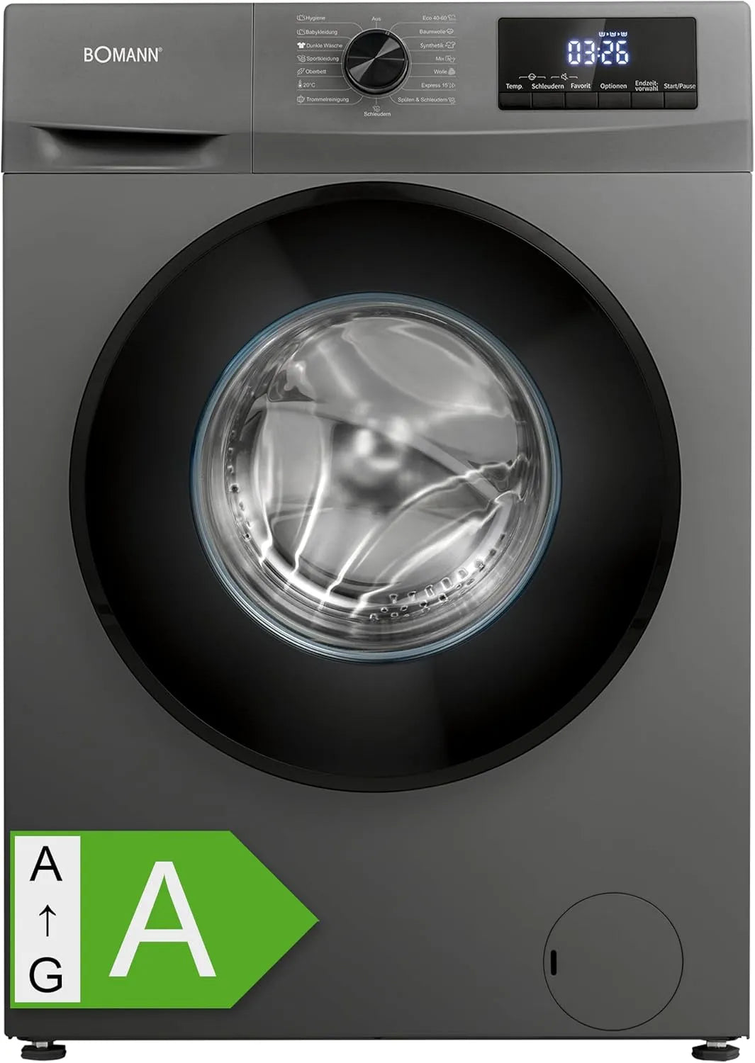 Bomann lave-linge, 1400 tr/min max., 15 programmes, poids 7kg, Machine à, Sélection de l'heure finale, silencieux et durable, Affichage LED
