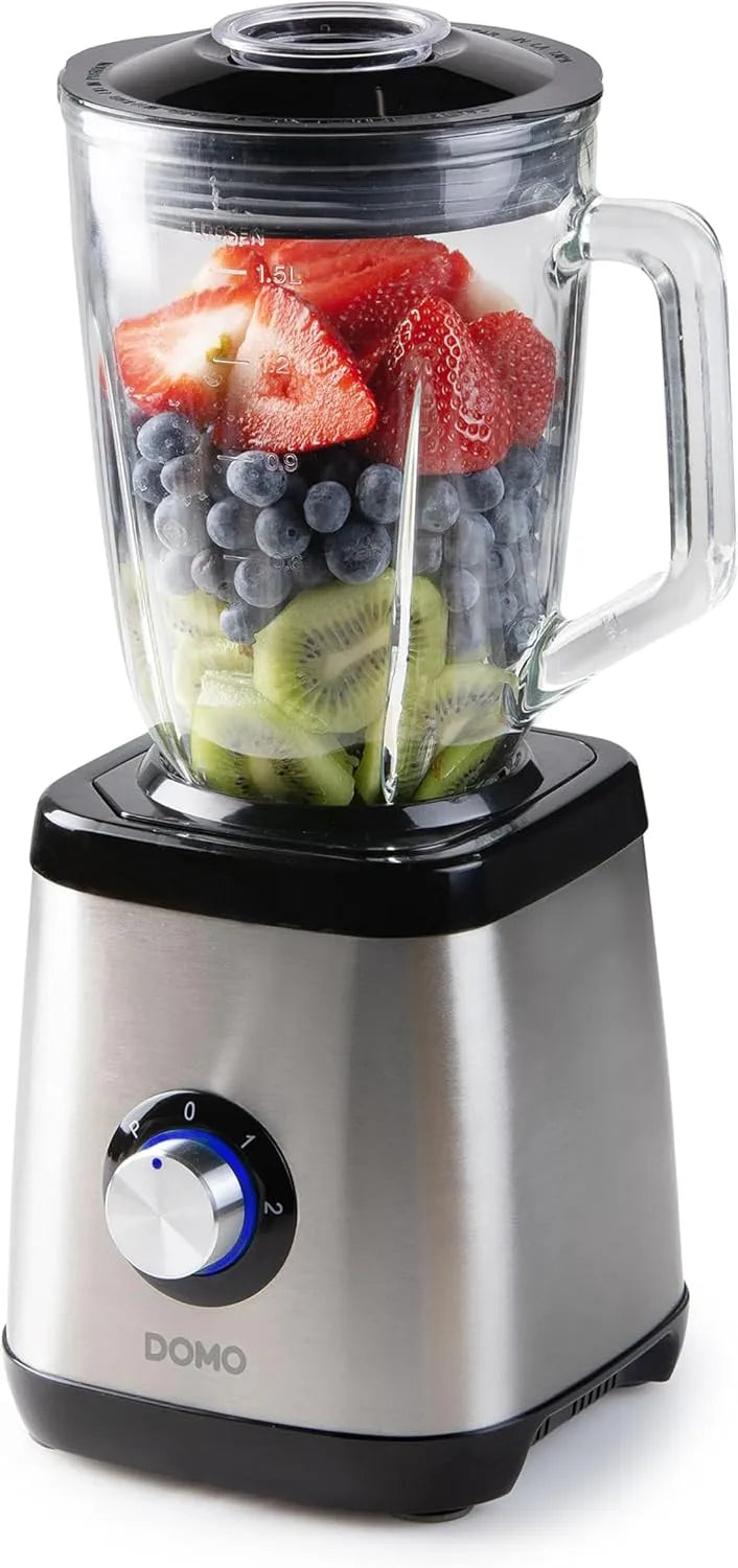 Blender DO1133BL DOMO, capacité 1,5 L, puissance 1000 W, Edelstahl, Glaskrug