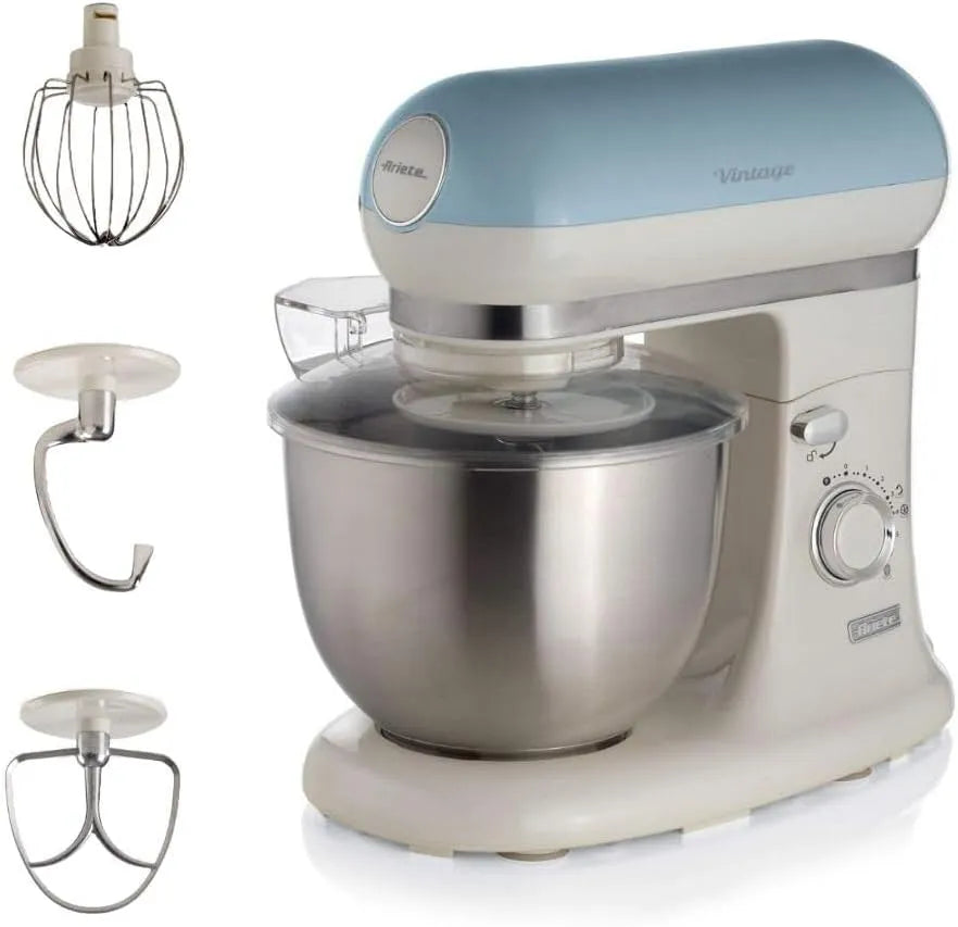 Ariete Pétrin Vintage, Batteur Circulaire Pour Pain 1588, Capacité de 5,5 Litres, 7 niveaux de vitesse + Impulsion, puissance 1200W, Pizza, Hob