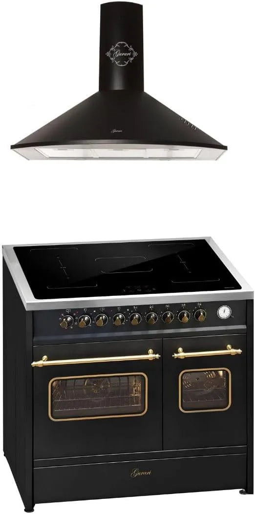 Cuisinière GCH 046, Range Coocker avec induction Flex + hotte aspirante 90 cm, à induction E 913 DF RU BL Bl 9, Rétro électrique