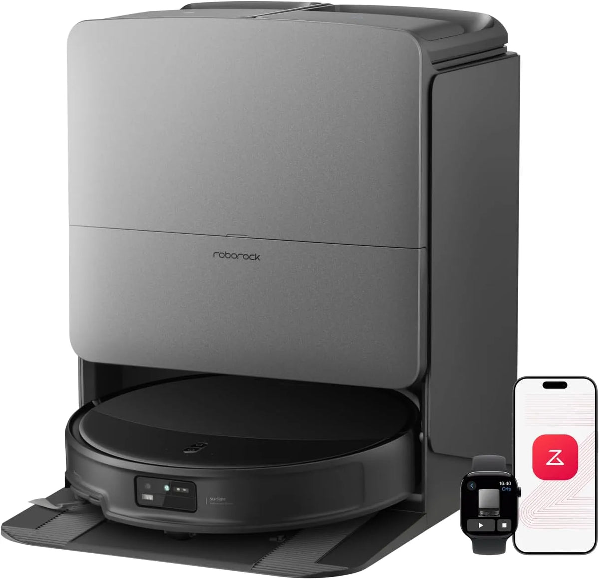 Roborock aspirateur, 36 000 Pa, Ultra-Mince, Nouvelle Station RockDock, Saros 20 Robot Laveur, Technologie FlexiArm