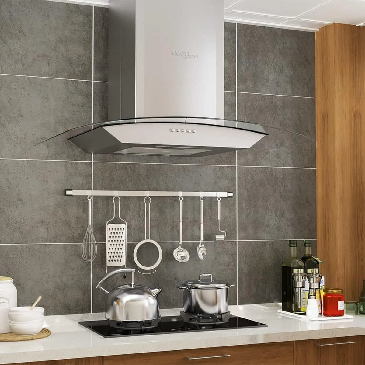Hotte aspirante, Meubles pour Maison Intérieur Extérieur Salon Chambre à coucher, murale 60 cm Aiaio Inox 756 m³/h LED