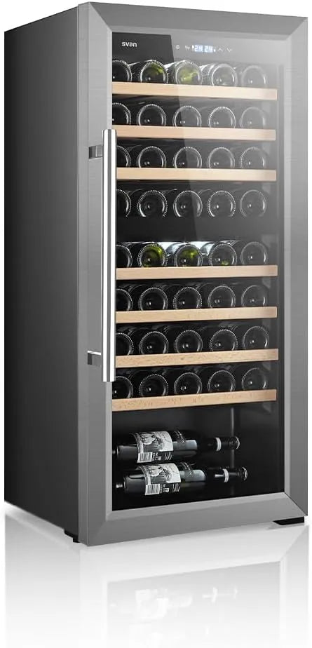 Cave à vin SVN4500D SVAN, 43 dB Niveau Sonore, 45 Bouteilles finition noire,. Cyclique, Double Zone de Température, Écran Digital, Porte Sens Unique