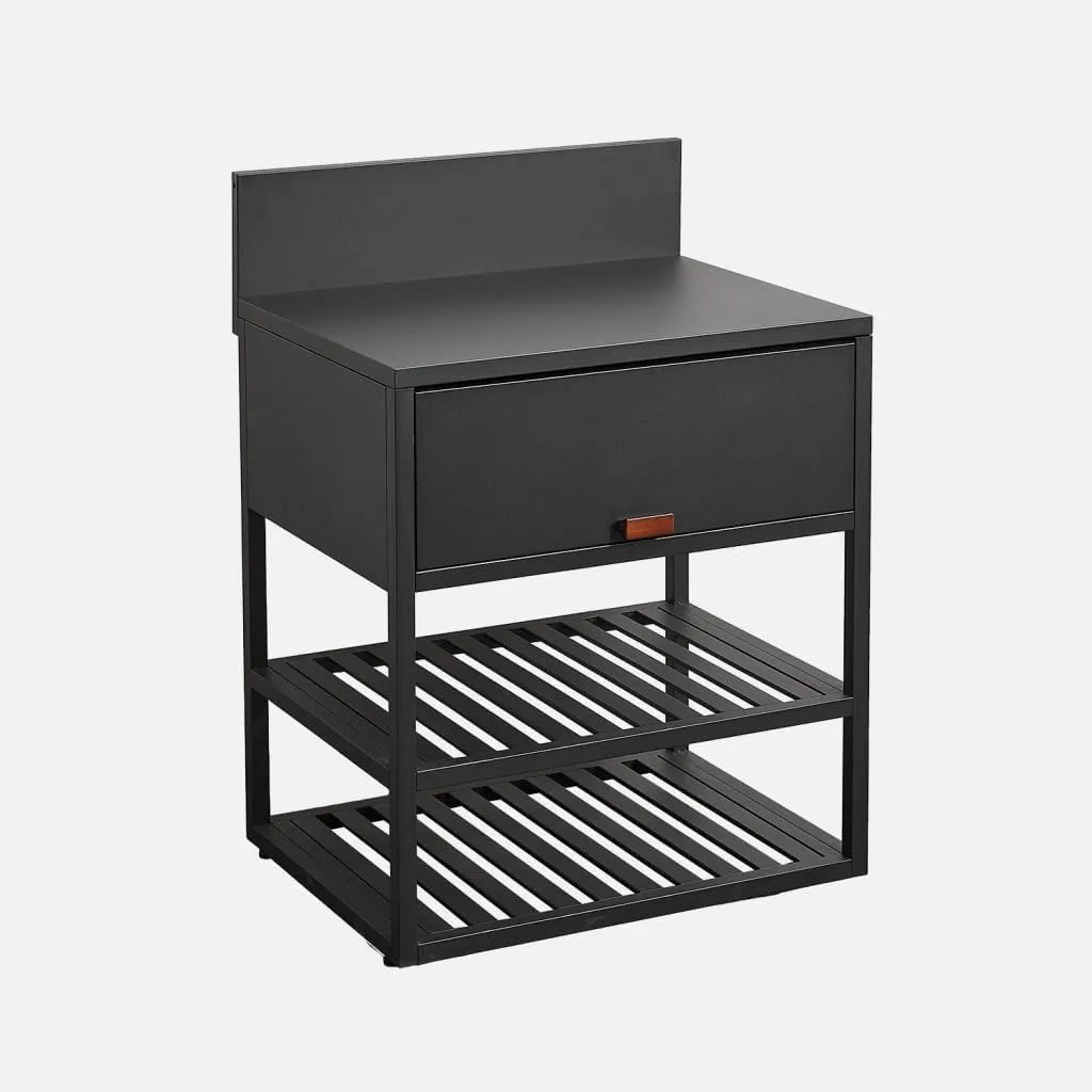 Armoire L80cm, Cuisine extérieure Acier 1 2 étagères finition noire, sweeek, Thira