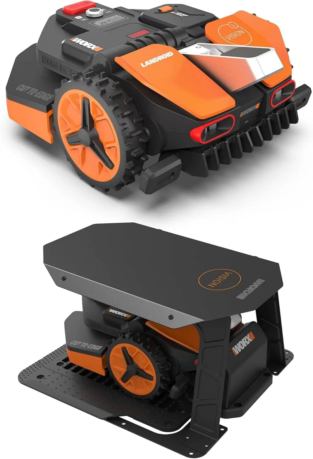 Worx tondeuse WR213E.1, Caméra 4K + IA Adaptative, évite Les Obstacles, Multizone, Pack LANDROID Vision 1300m² Robot sans Fil périphérique